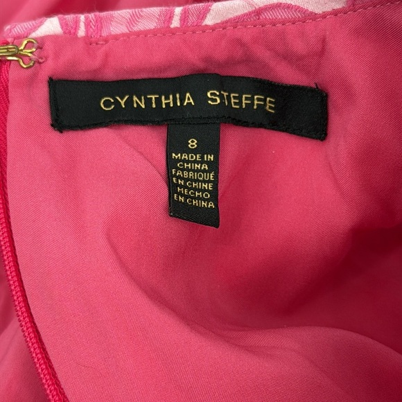 Cynthia Steffe Pink Floral Pleated Sleeveless Mini Dress Fit and Flare Tea Party - Picture 2 of 12